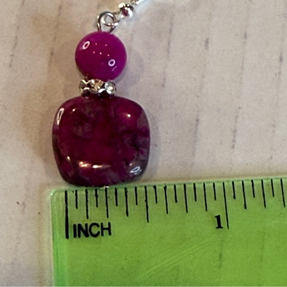 🆕 🌸 Stunning Natural Magenta Jasper Necklace & Earring Set – Handmade 🆕 - Picture 7 of 16